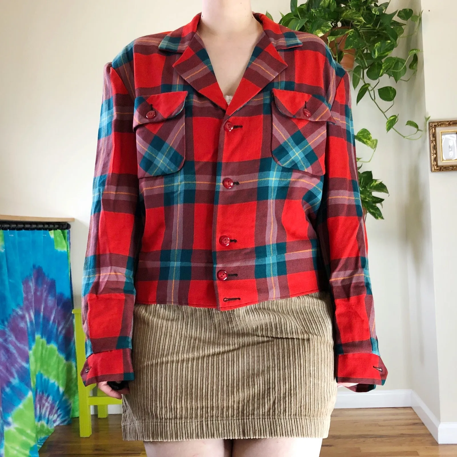 Vintage Plaid Satin-Lined Jacket - 2X/3X