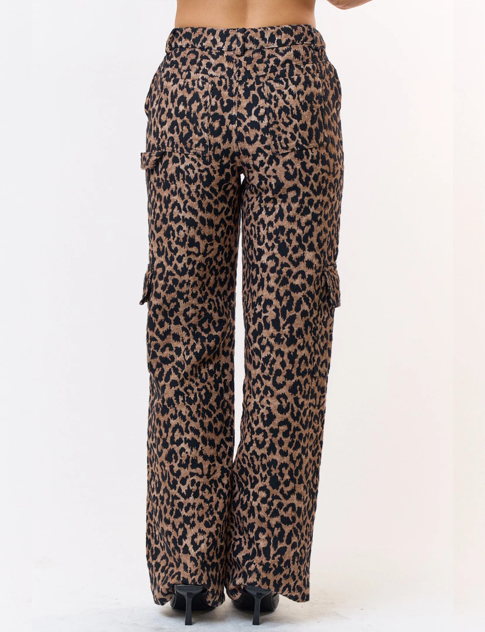 Wide Leg Cargo Pant, Leopard