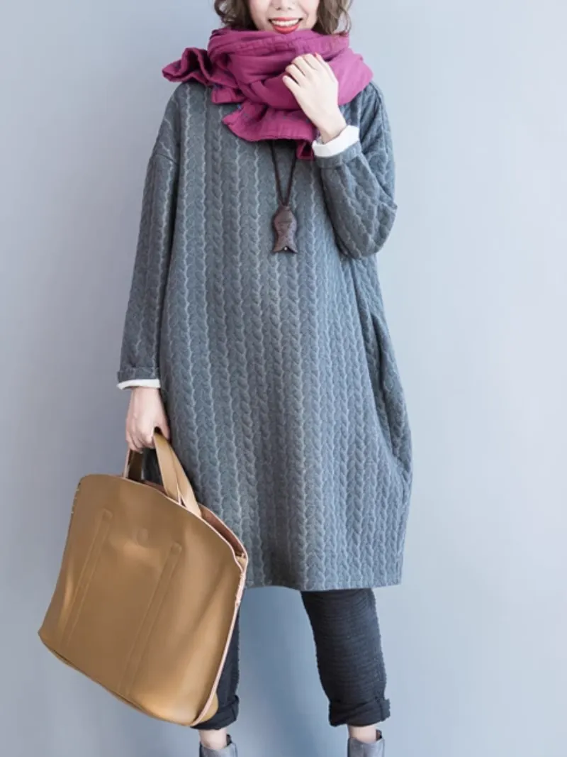 Women's Autumn and Winter Fashionable Midi-Length Sweater Shirt