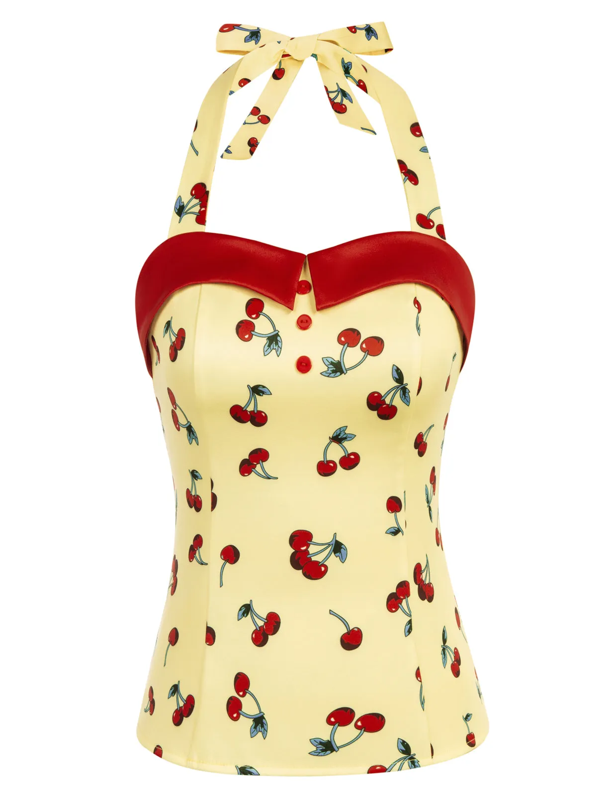 Women's Cherries Pattern Sleeveless Adjustable Strappy Tank Top 1950s Pin Up Style