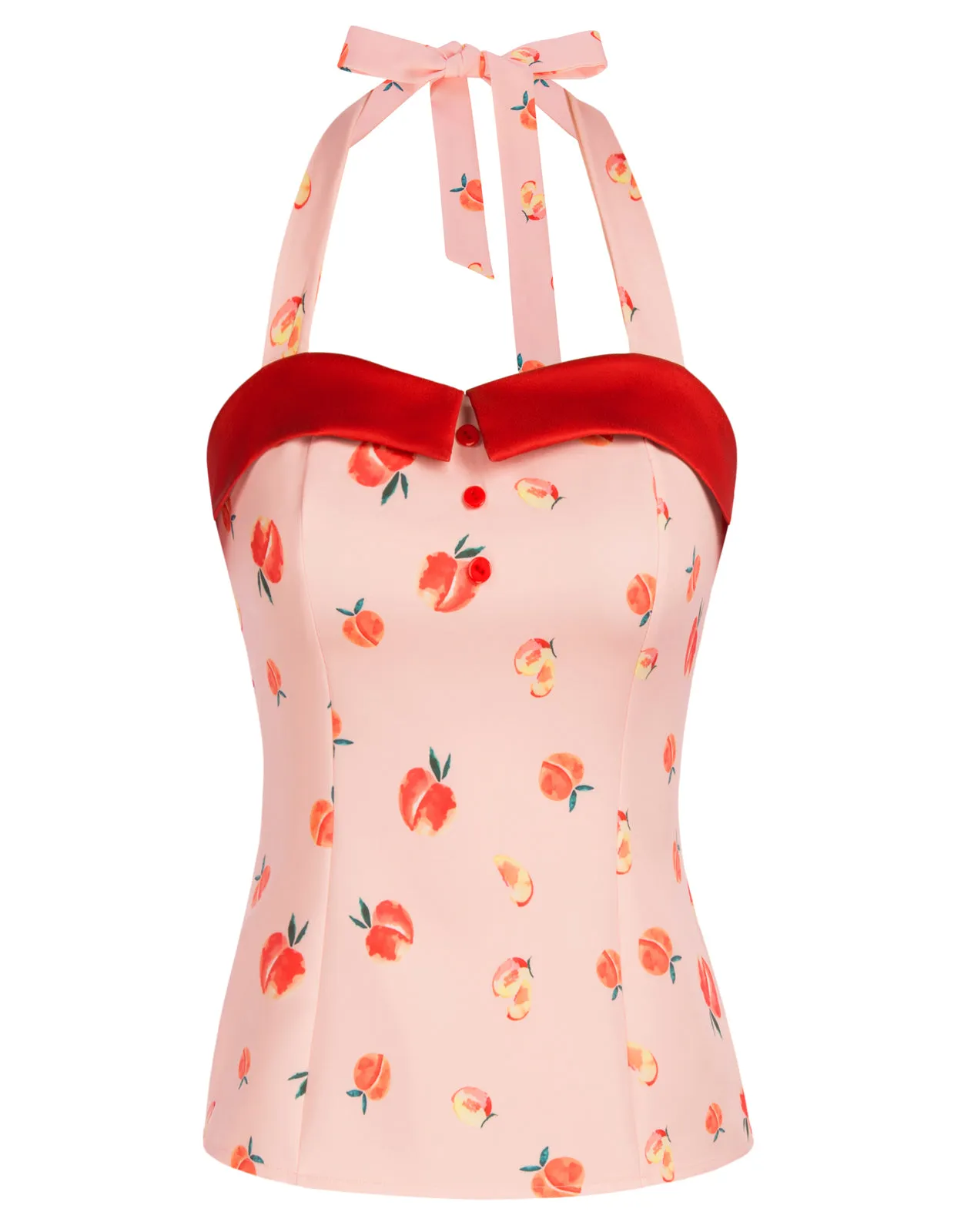 Women's Cherries Pattern Sleeveless Adjustable Strappy Tank Top 1950s Pin Up Style