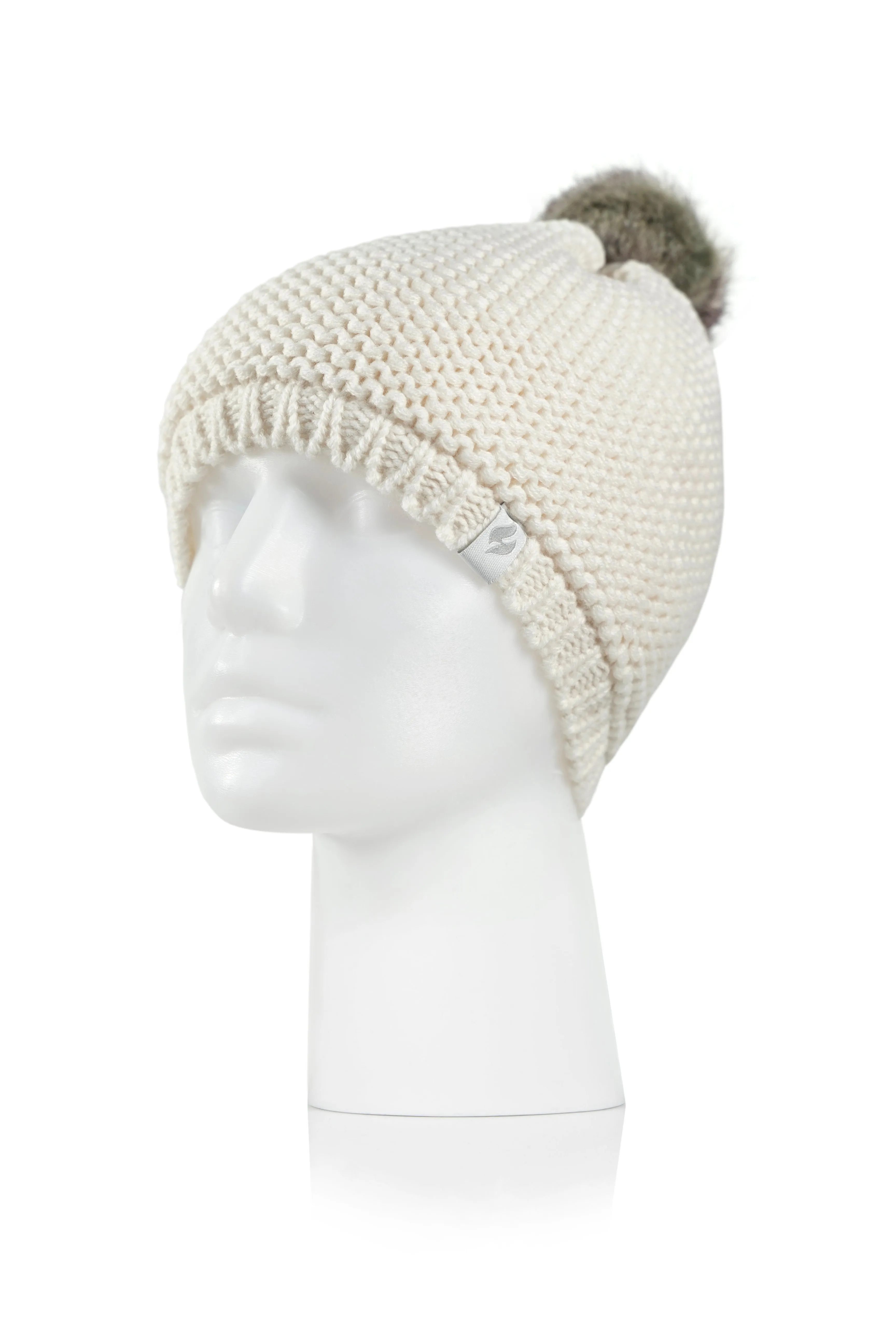 Women's Paris Purl Stitch Knit Hat With Pom Pom