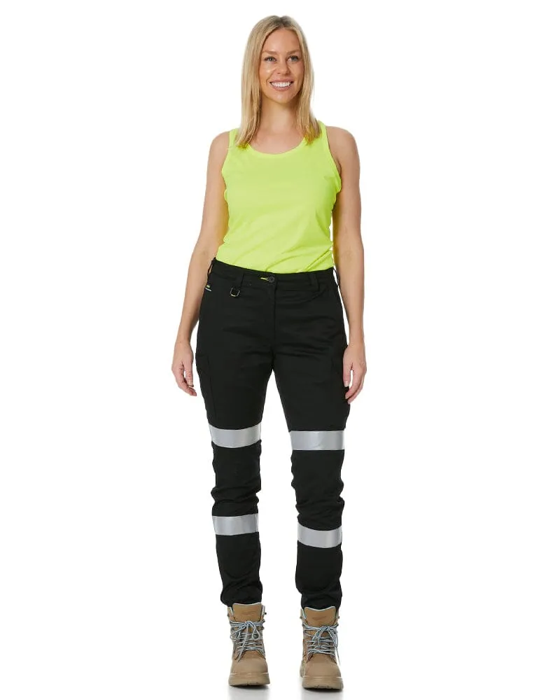 Women's Taped Cotton Cargo Cuffed Pants - Black