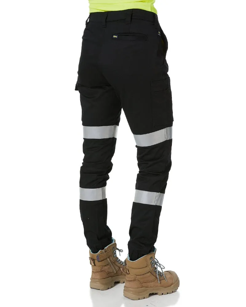 Women's Taped Cotton Cargo Cuffed Pants - Black