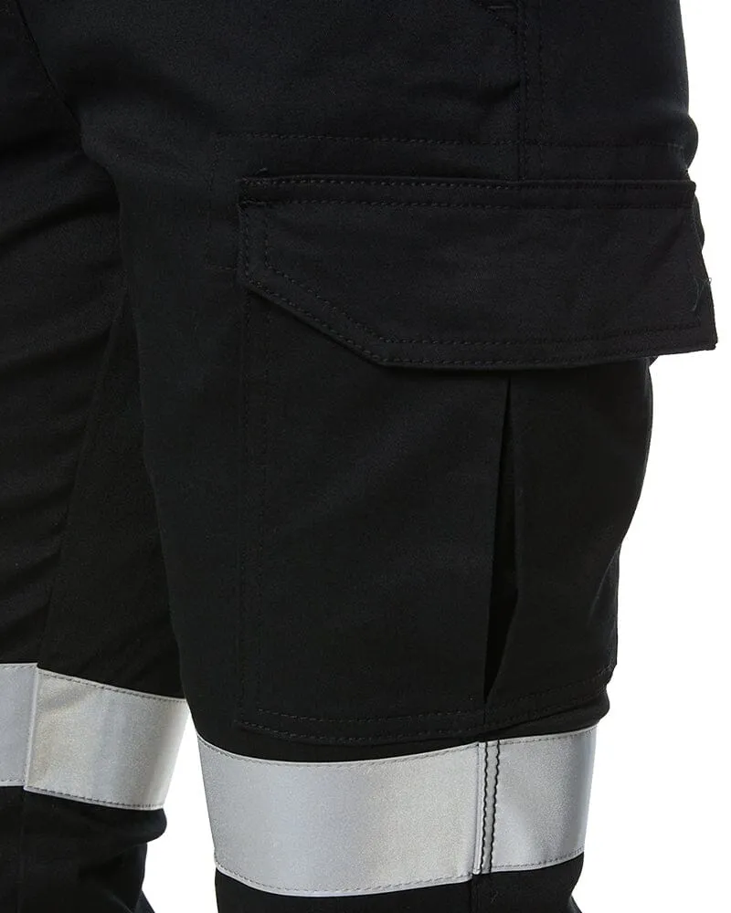 Women's Taped Cotton Cargo Cuffed Pants - Black