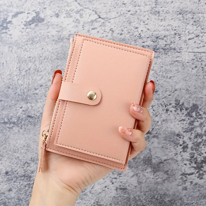 Women's Zipper PU Leather Fashion Wallet, Coins Card Holder Clutch Purses