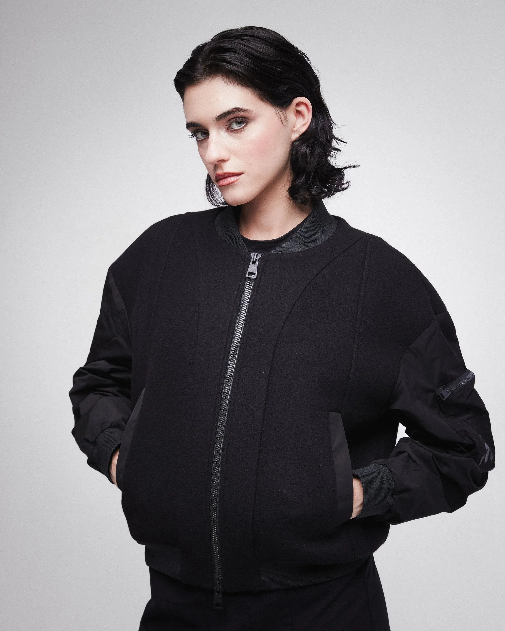 Wool and Nylon Blouson Black PR421100