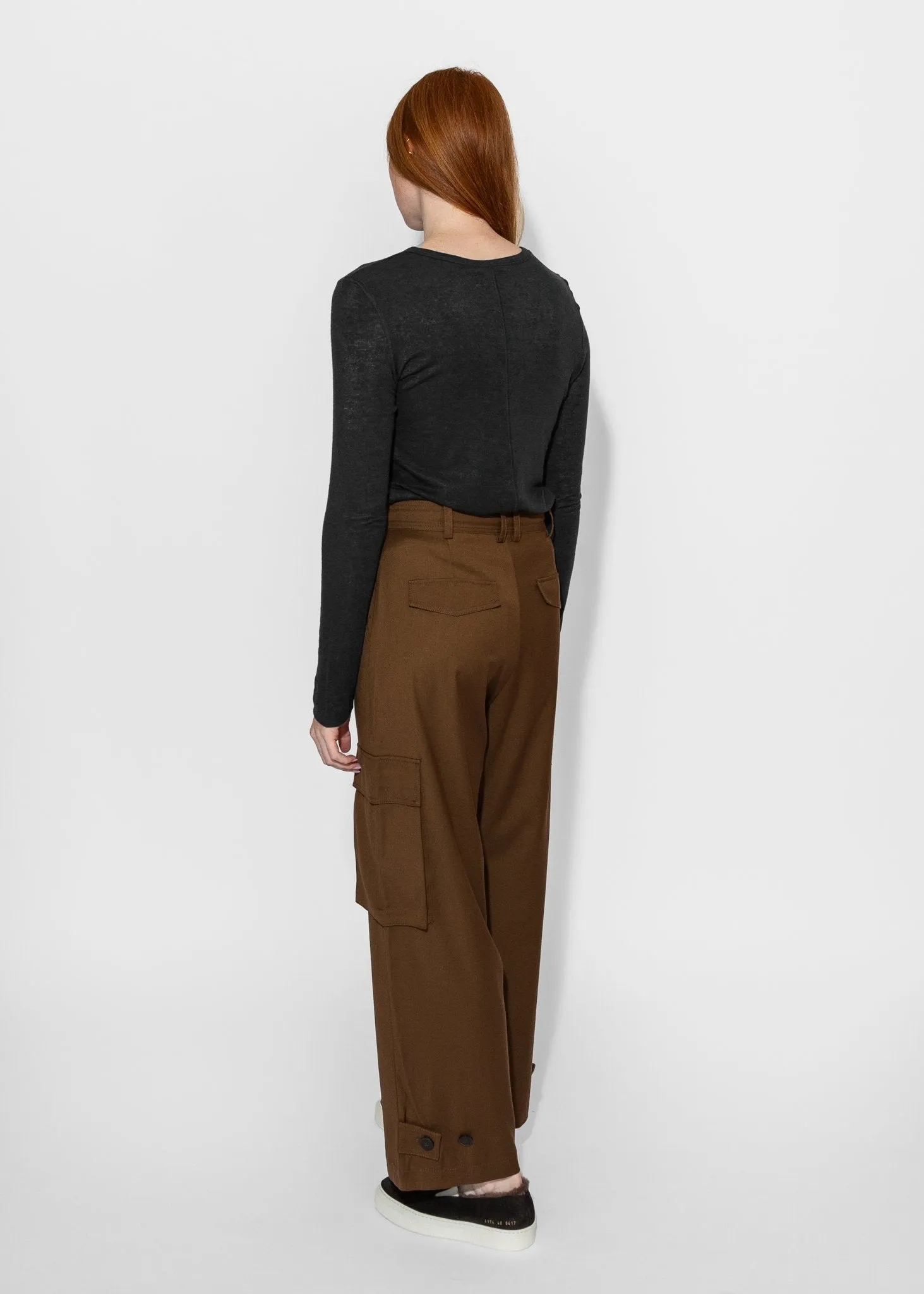 Wool Blend Cargo Pants in Brown