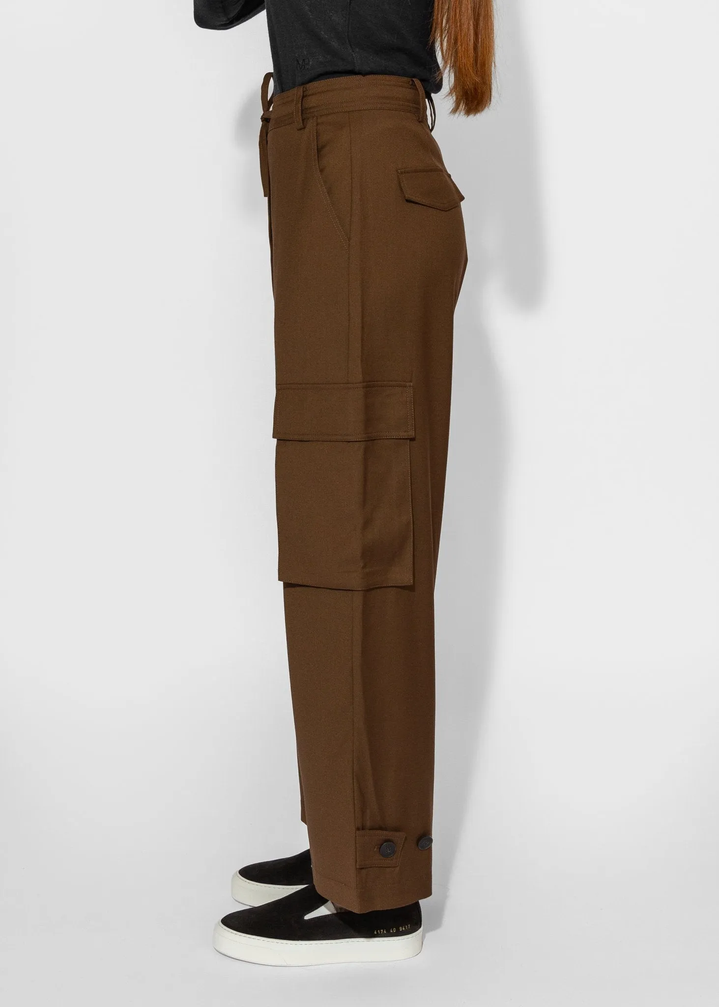 Wool Blend Cargo Pants in Brown