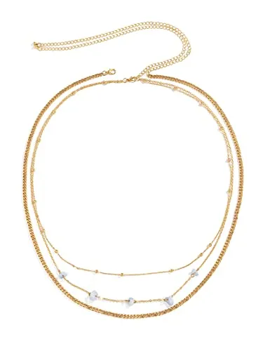 Yellow Chimes Waist Chain for Women Pearl studded Three layerd Golden Waist Chain for Women and Girls