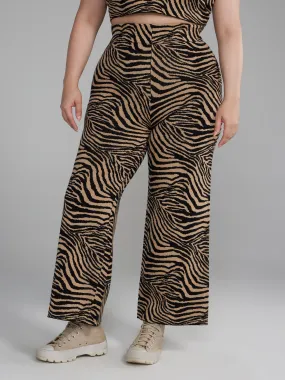 Zebra Print Flare Leg Sweater Pants