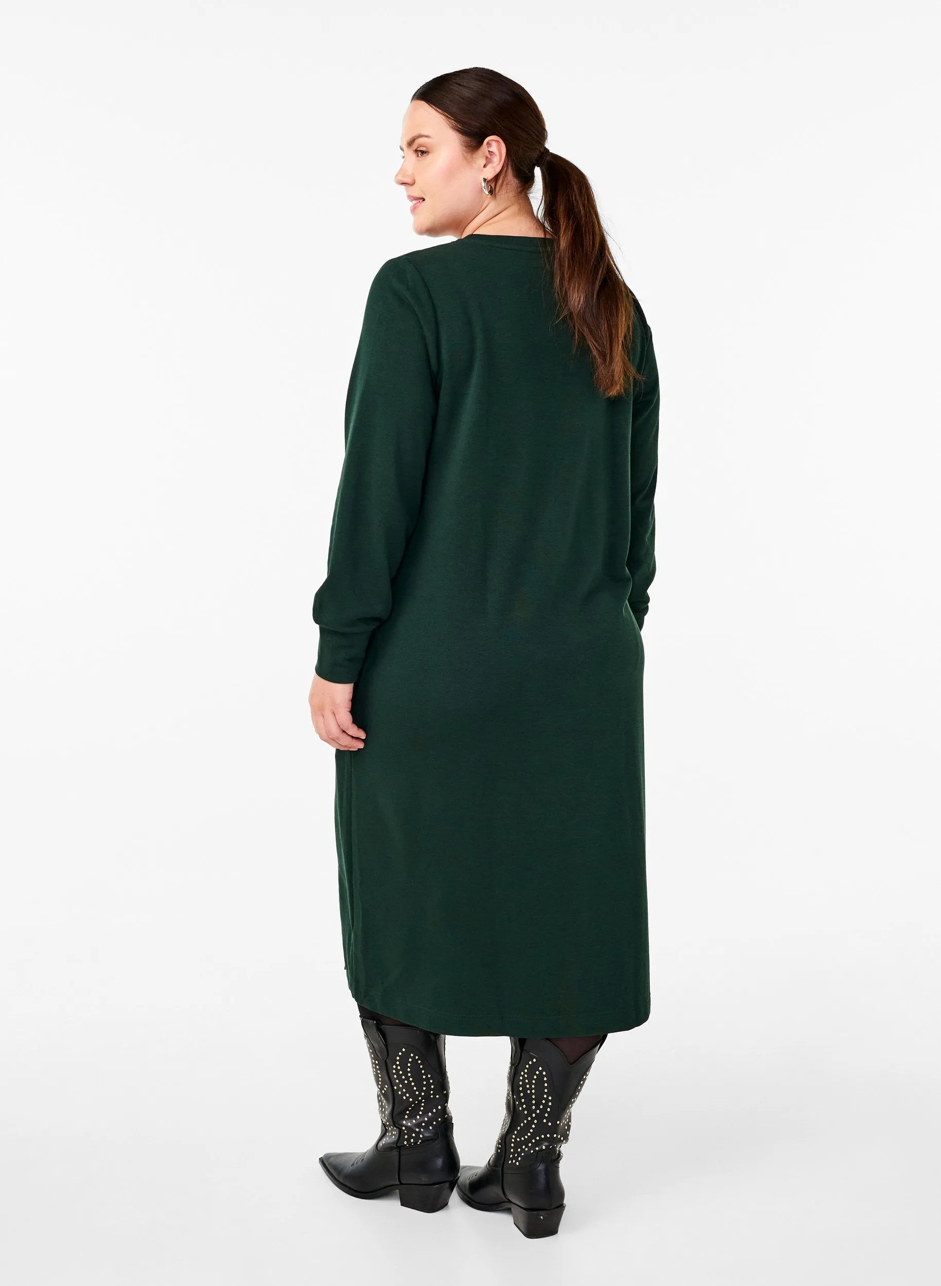 Zizzi Sia Sweater Dress in Green